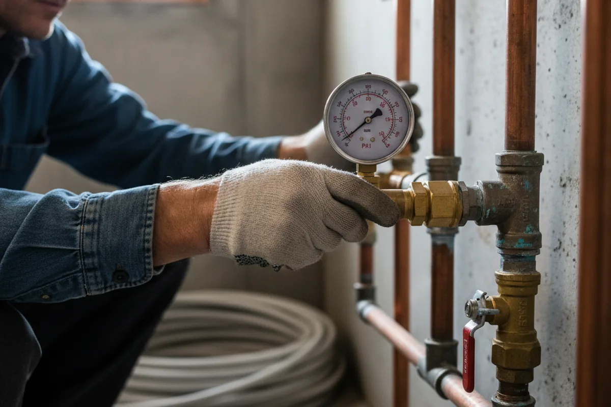 Pressure testing a repaired line during Water Line Repair in Otto